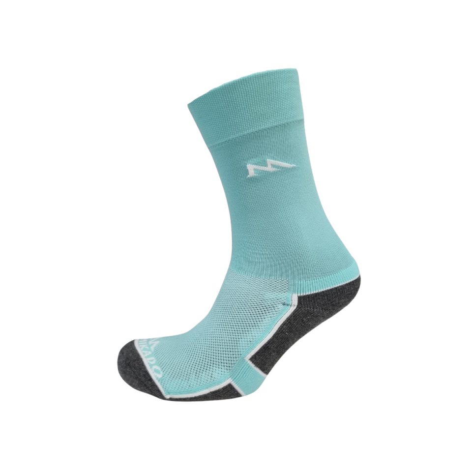 Polyester Activewear Crew Cut Sock: Half Cushion Mint & Grey with Mikado Logo