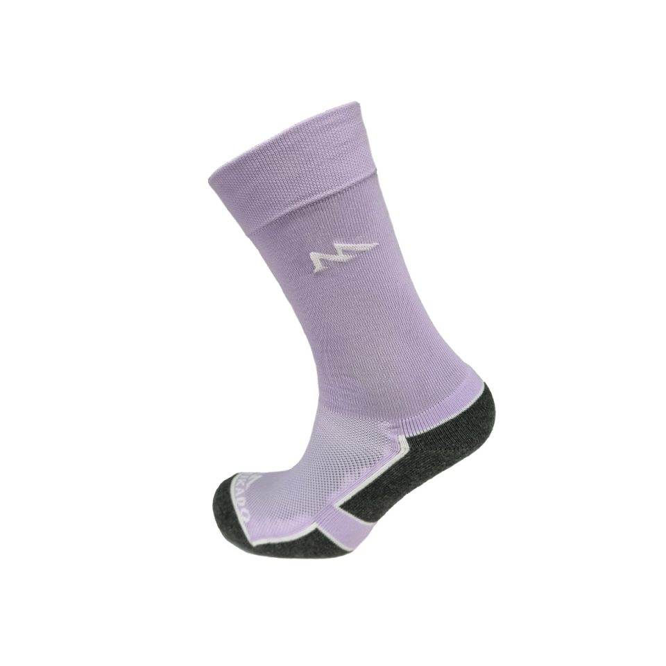 Polyester Activewear Crew Cut Sock: Half Cushion Purple & Melange with Mikado Logo