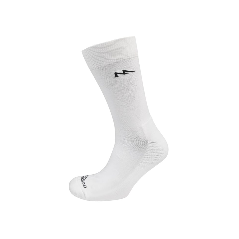 Polyester Activewear Crew Cut Sock: Half cushion White with Mikado Logo