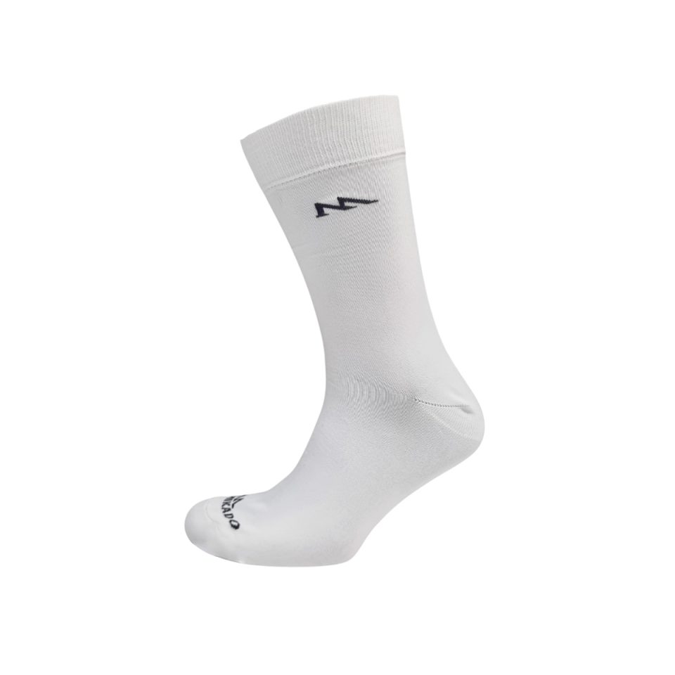 Polyester Activewear Crew Cut Sock: Plain White with Mikado Logo