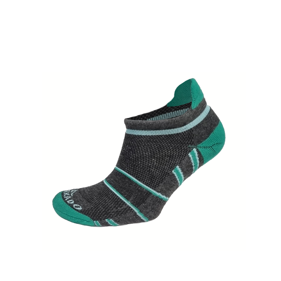 Activewear Half Cushion XLow Cut Socks with Lip in Green/Grey
